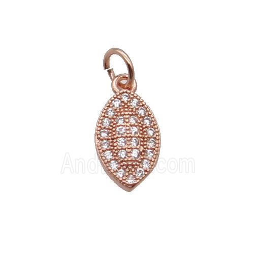 Copper Leaf Pendant Pave Zircon Rose Gold
