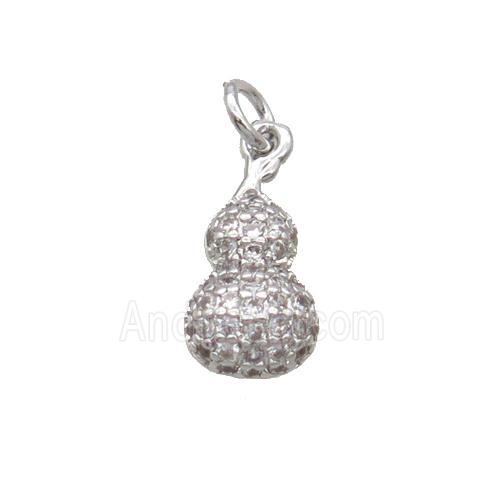 Copper Gourd Pendant Pave Zircon Platinum Plated