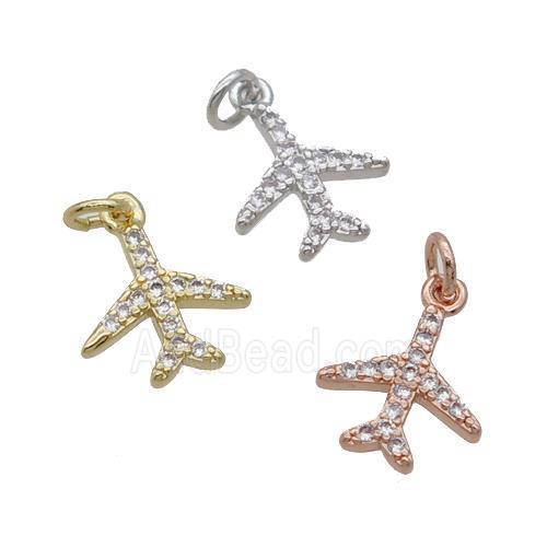 Copper Airplane Pendant Pave Zircon Mixed