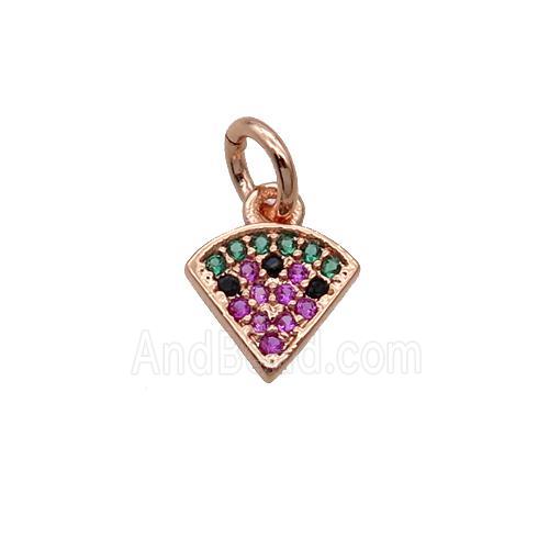 Copper Fan Pendant Pave Zircon Pizza Rose Gold