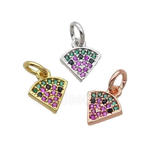Copper Fan Pendant Pave Zircon Pizza Mixed