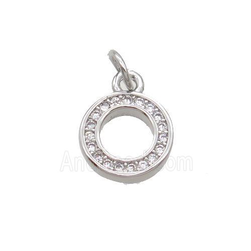 Copper Circle Pendant Pave Zircon Platinum Plated