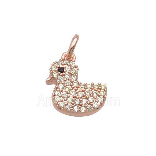 Copper Duck Pendant Pave Zircon Rose Gold
