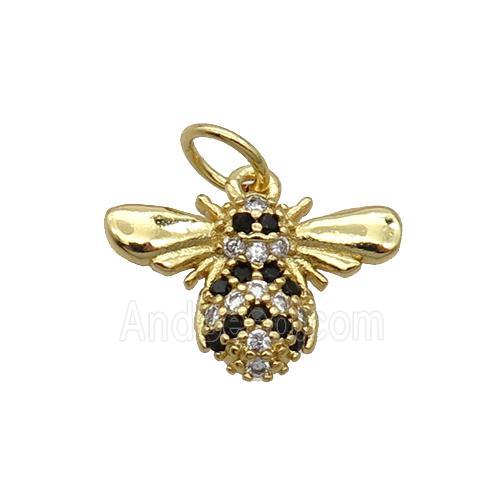 Copper Honeybee Pendant Pave Zircon Gold Plated