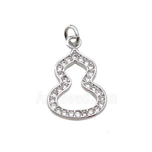 Copper Gourd Pendant Pave Zircon Platinum Plated
