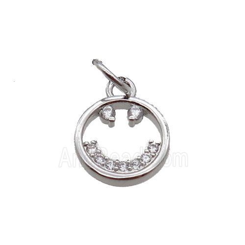 Copper Emojiface Pendant Pave Zircon Platinum Plated