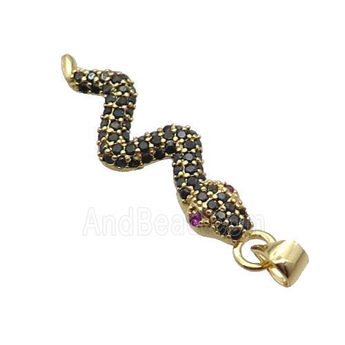 Copper Snake Pendant Pave Zircon Gold Plated