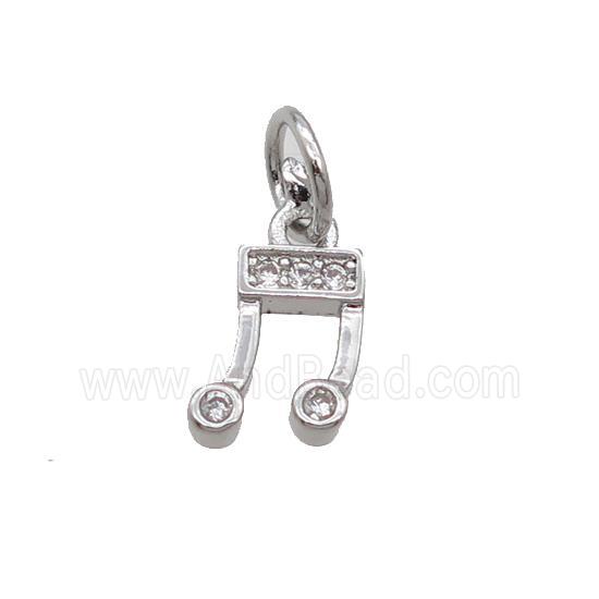 Copper Pendant Pave Zircon Musical Note Platinum Plated