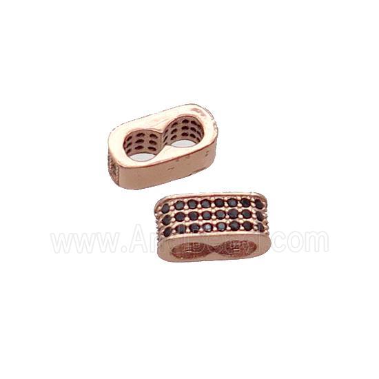 Copper Beads Pave Zircon 2hole Rose Gold