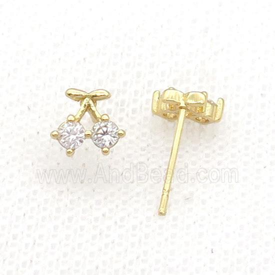 Copper Stud Earring Pave Zircon Gold Plated