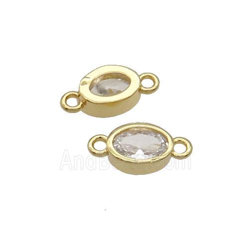 Copper Oval Connector Pave Zircon Gold Plated