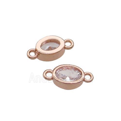 Copper Oval Connector Pave Zircon Rose Gold