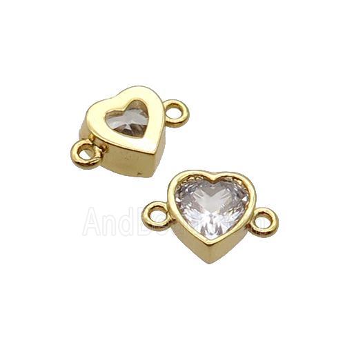 Copper Heart Connector Pave Zircon Gold Plated