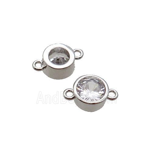 Copper Circle Connector Pave Zircon Platinum Plated