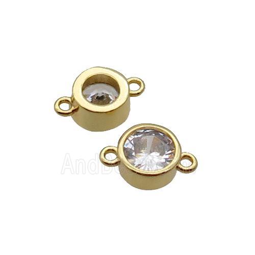 Copper Circle Connector Pave Zircon Gold Plated