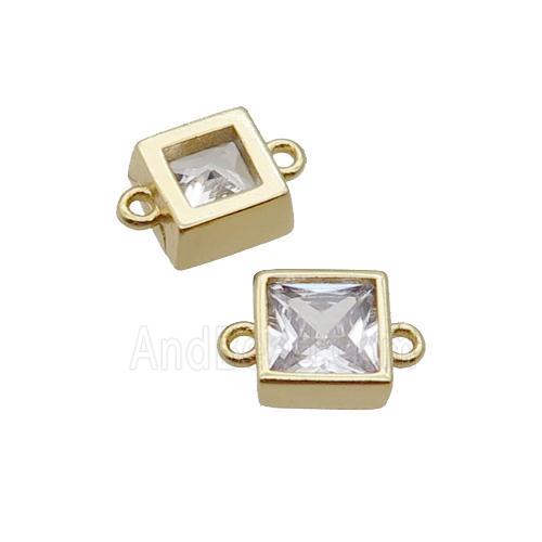 Copper Square Connector Pave Zircon Gold Plated