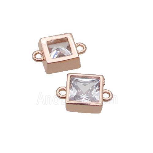 Copper Square Connector Pave Zircon Rose Gold