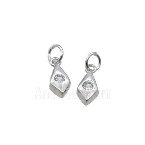 Copper Teardrop Pendant Pave Zircon Platinum Plated