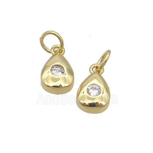 Copper Teardrop Pendant Pave Zircon Gold Plated