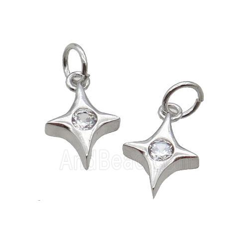 Copper Star Pendant Pave Zircon Platinum Plated