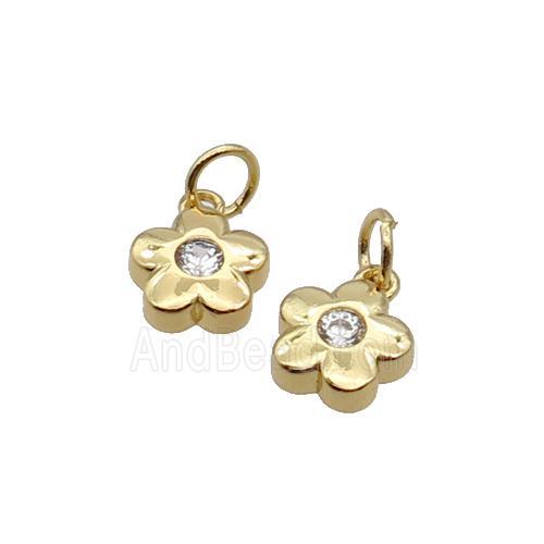 Copper Flower Pendant Pave Zircon Gold Plated