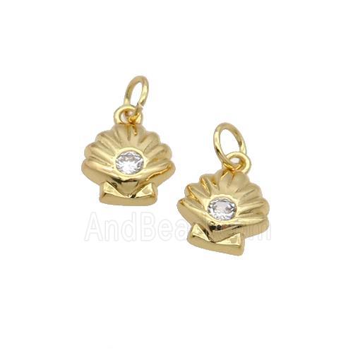 Copper Pendant Pave Zircon Shell Gold Plated