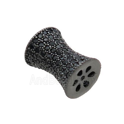 Copper Bamboo Beads Pave Zircon Black Plated