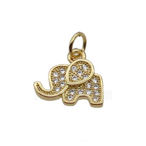 Copper Elephant Pendant Pave Zircon Gold Plated