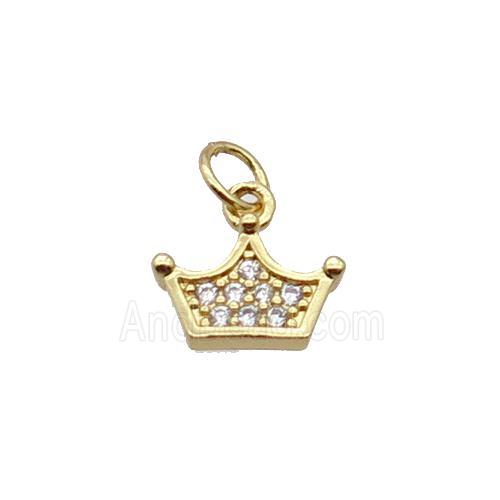 Copper Crown Pendant Pave Zircon Gold Plated