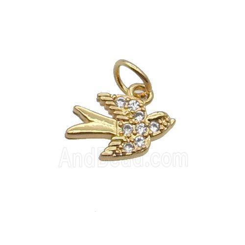 Copper Swallow Pendant Pave Zircon Birds Gold Plated