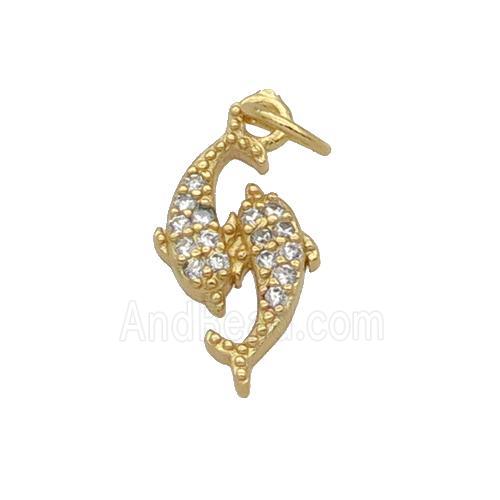 Copper Dolphin Pendant Pave Zircon Gold Plated