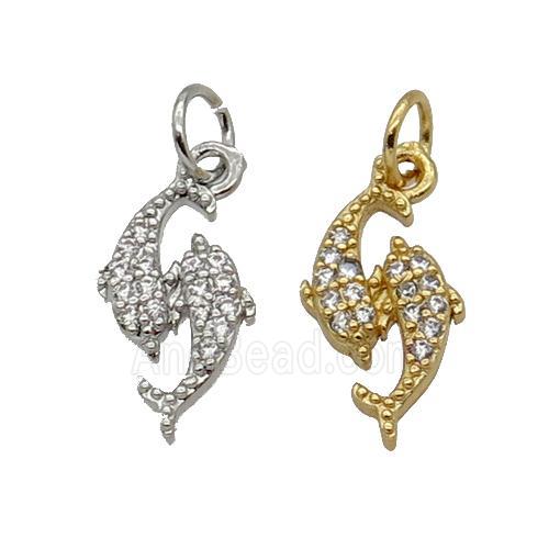 Copper Dolphin Pendant Pave Zircon Mixed