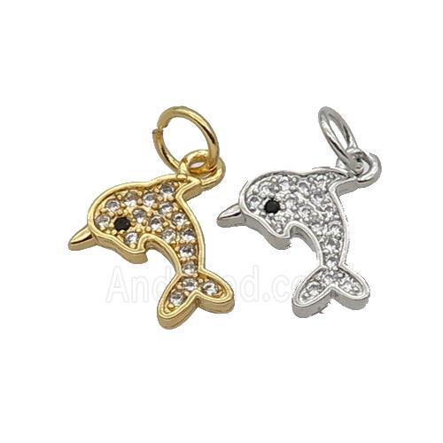 Copper Dolphin Pendant Pave Zircon Mixed