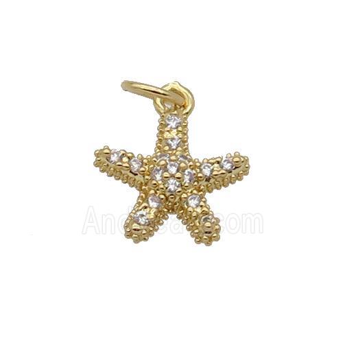 Copper Starfish Pendant Pave Zircon Gold Plated