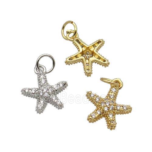 Copper Starfish Pendant Pave Zircon Mixed