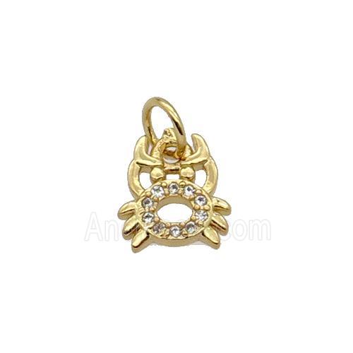 Copper Crab Charm Pendant Pave Zircon Gold Plated