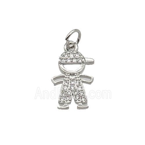 Copper Boy Pendant Pave Zircon Kids Platinum Plated