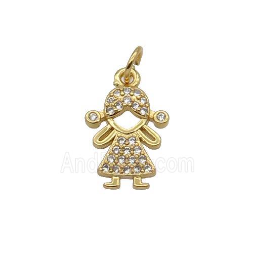 Copper Girl Pendant Pave Zircon Kids Gold Plated