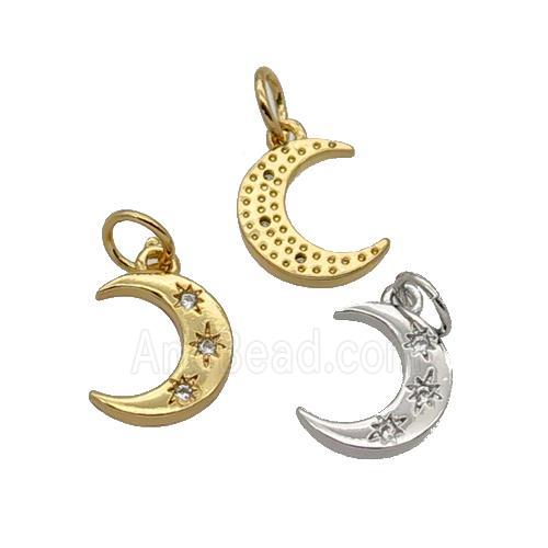 Copper Moon Pendant Pave Zircon Mixed