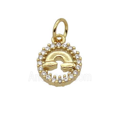 Copper Rainbow Pendant Pave Zircon Circle Gold Plated