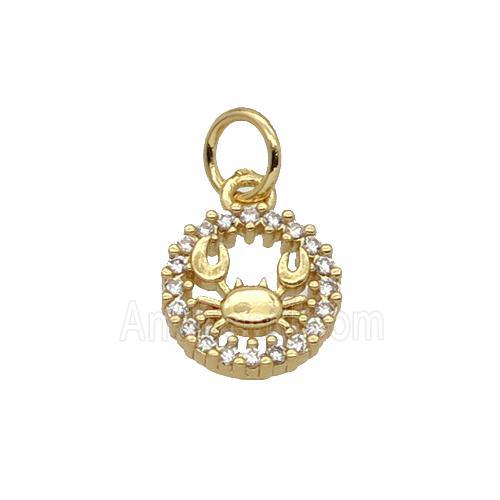 Copper Crab Pendant Pave Zircon Circle Gold Plated