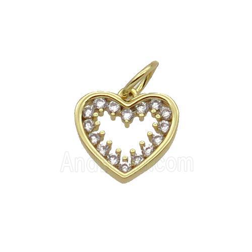 Copper Heart Pendant Pave Zircon Gold Plated