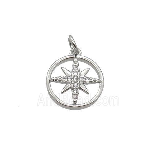 Copper NorthStar Pendant Pave Zircon Platinum Plated