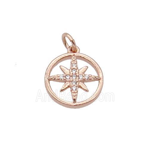 Copper NorthStar Pendant Pave Zircon Rose Gold