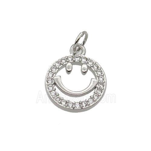 Copper Emojiface Pendant Pave Zircon Platinum Plated