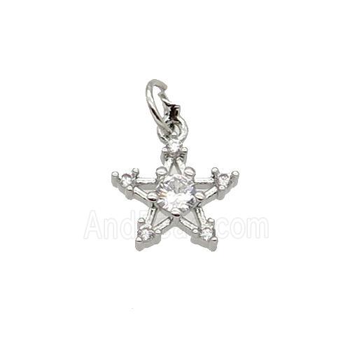 Copper Star Pendant Pave Zircon Platinum Plated