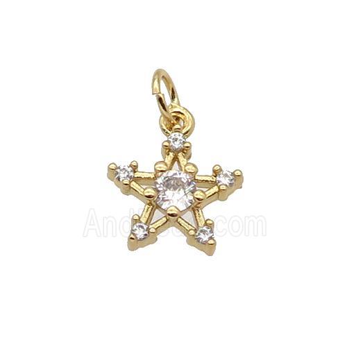 Copper Star Pendant Pave Zircon Gold Plated