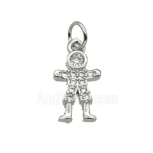 Copper Kids Pendant Pave Zircon Platinum Plated