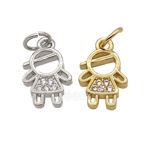 Copper Kids Girl Pendant Pave Zircon Mixed