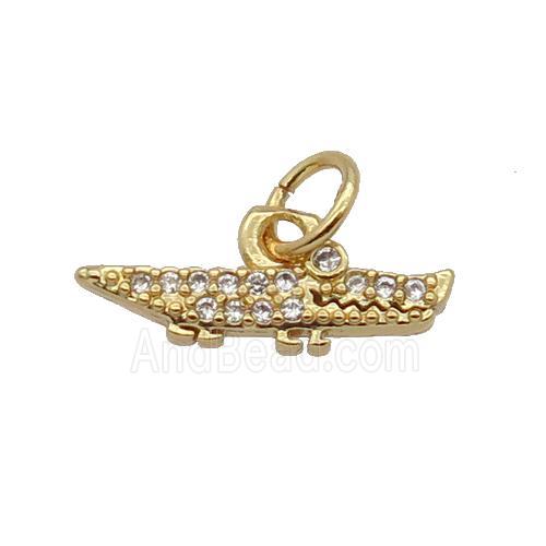 Copper Crocodile Pendant Pave Zircon Gold Plated